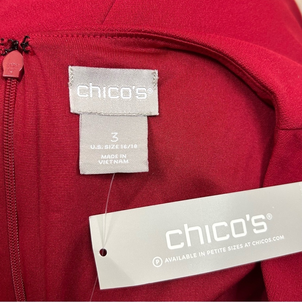 NEW Chico's Kimono Sleeve Dress Sz 3 16-18 Red Closet Essential Minimalist - Picture 11 of 14
